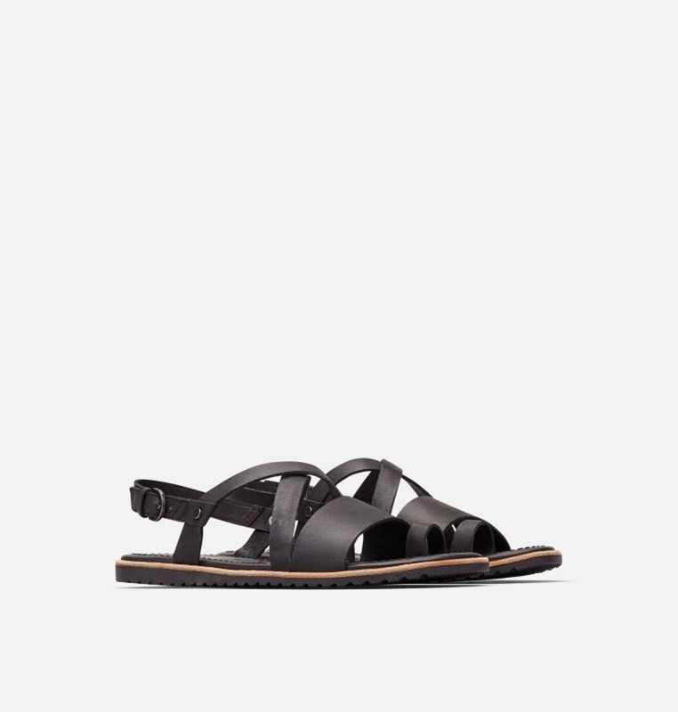 Sandalias Sorel Mujer - Ella™ Criss Cross Flat Negras - 62789-XOZI